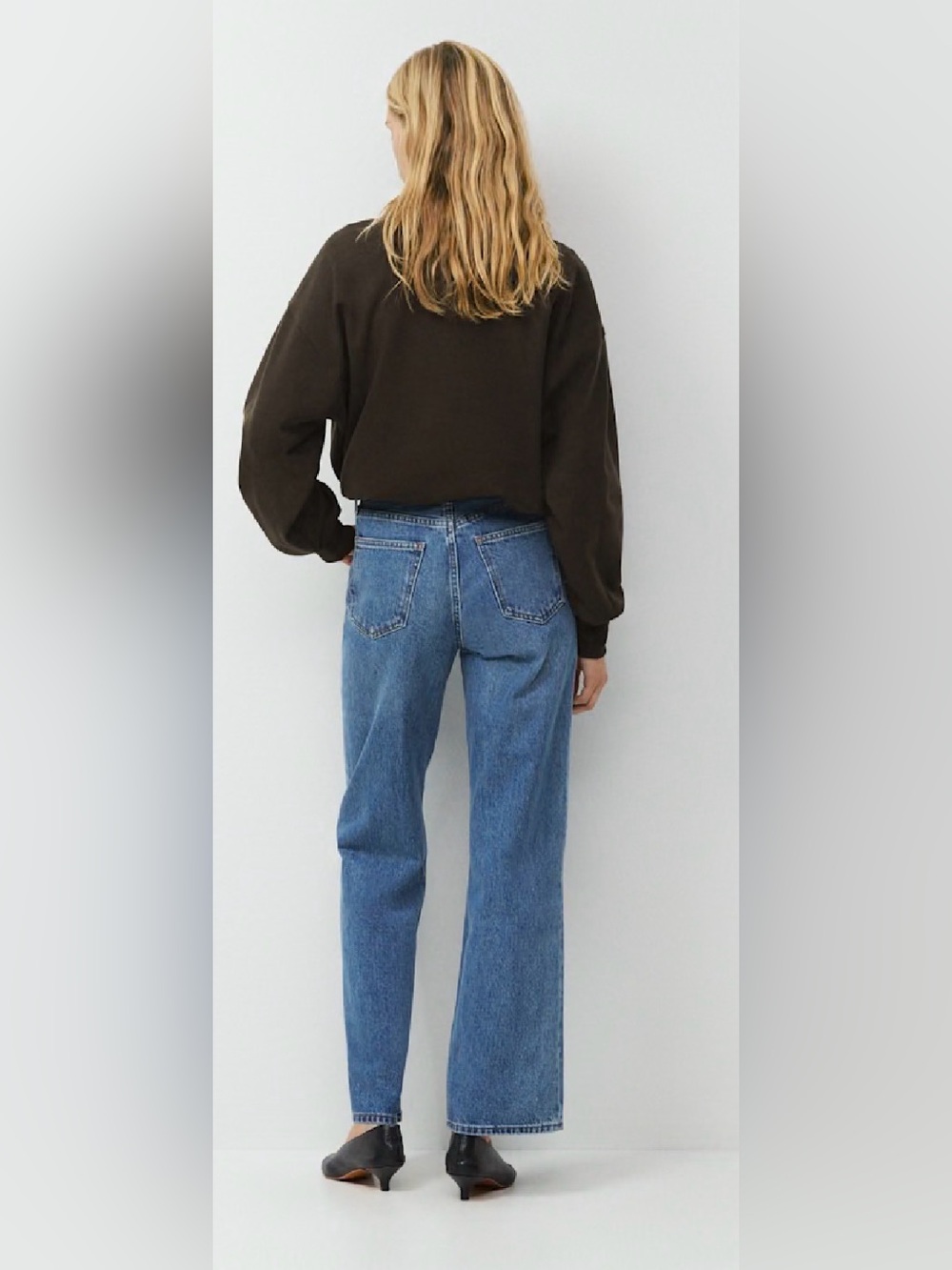 Denim Forum Farrah Hi-Rise Wide-Leg Jeans in Mid Blue - 28 - Picture 3 of 11